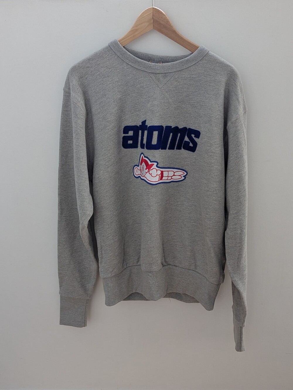 Ebbets Field Flannels Gray 'atoms' Logo Sweatshirt with Retro Patch Astro Boy